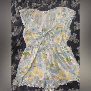 Floral Tie-Front Romper
